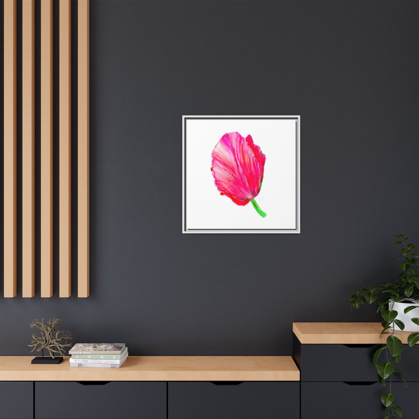Dancing Tulips Matte Canvas, Framed (Multi-color) Raspberry Red