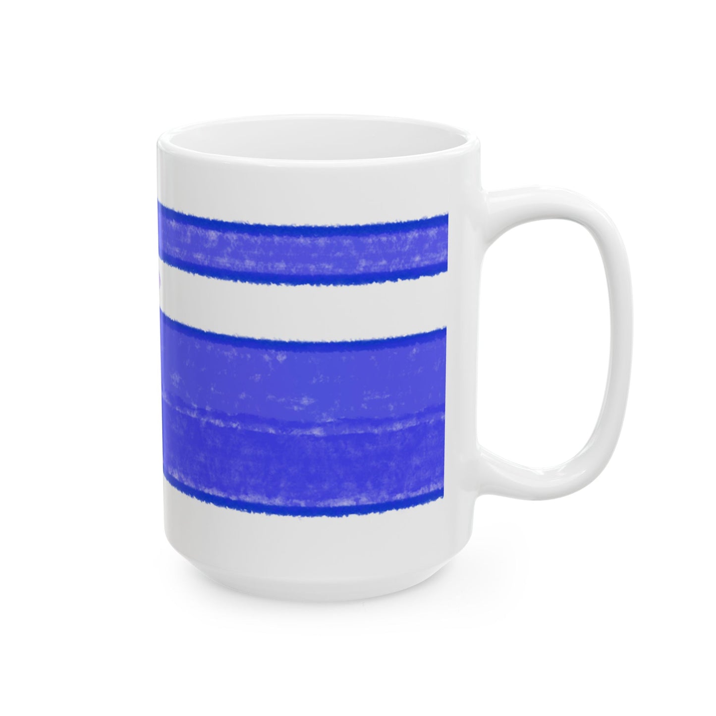 Mega Stripe Dogi Butterfly Flutter Ceramic Mug, (11oz, 15oz), Ultramarine Bulldog