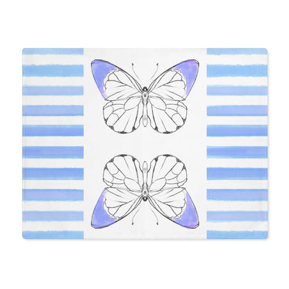 Butterfly Chroma Stripes Placemat, Cotton 1pc, Periwinkle Blue  (Background Fabric Creamy White)