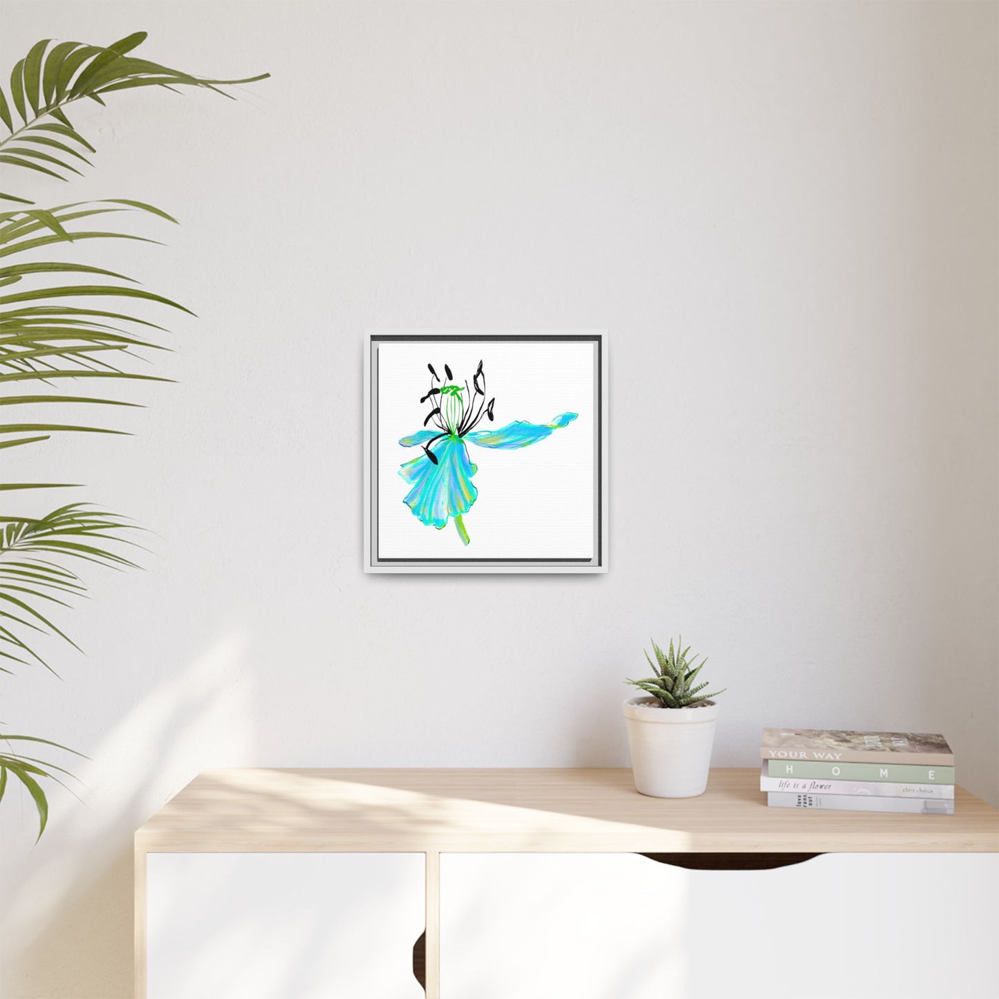 Dancing Tulips Matte Canvas, Framed Aqua