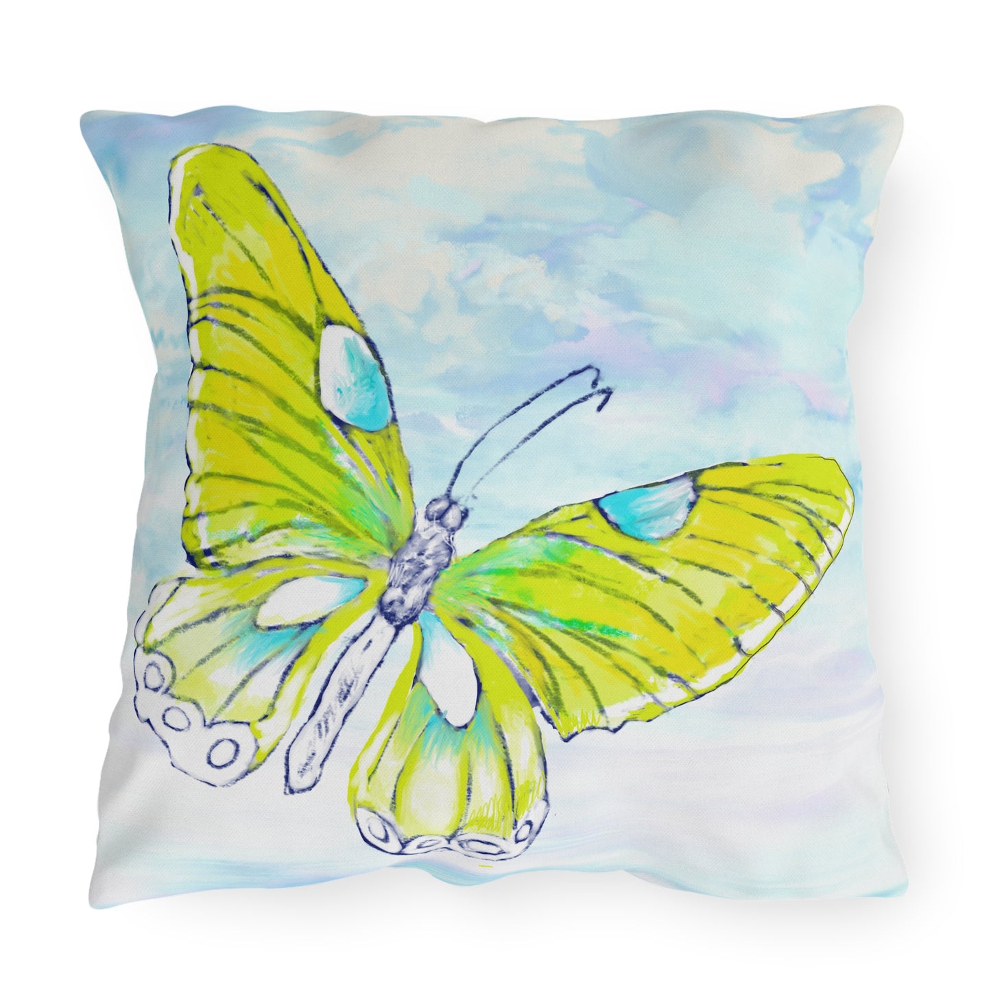 Outdoor Pillows Butterfly Yellow