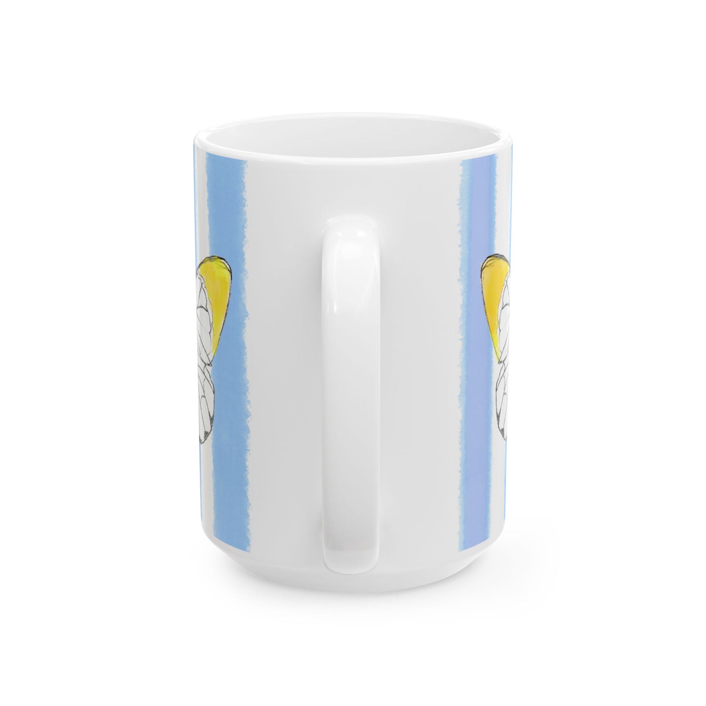 Butterfly Chroma Ceramic Mug in Yellow with Periwinkle Blue Stripes