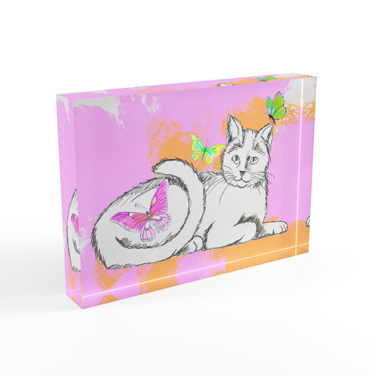 Kitty Flutter Acrylic Block