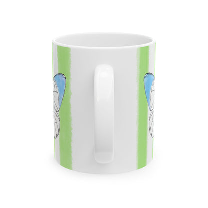 Mugs Butterfly Stripes Flutter in Aqua with Light Green Stripes