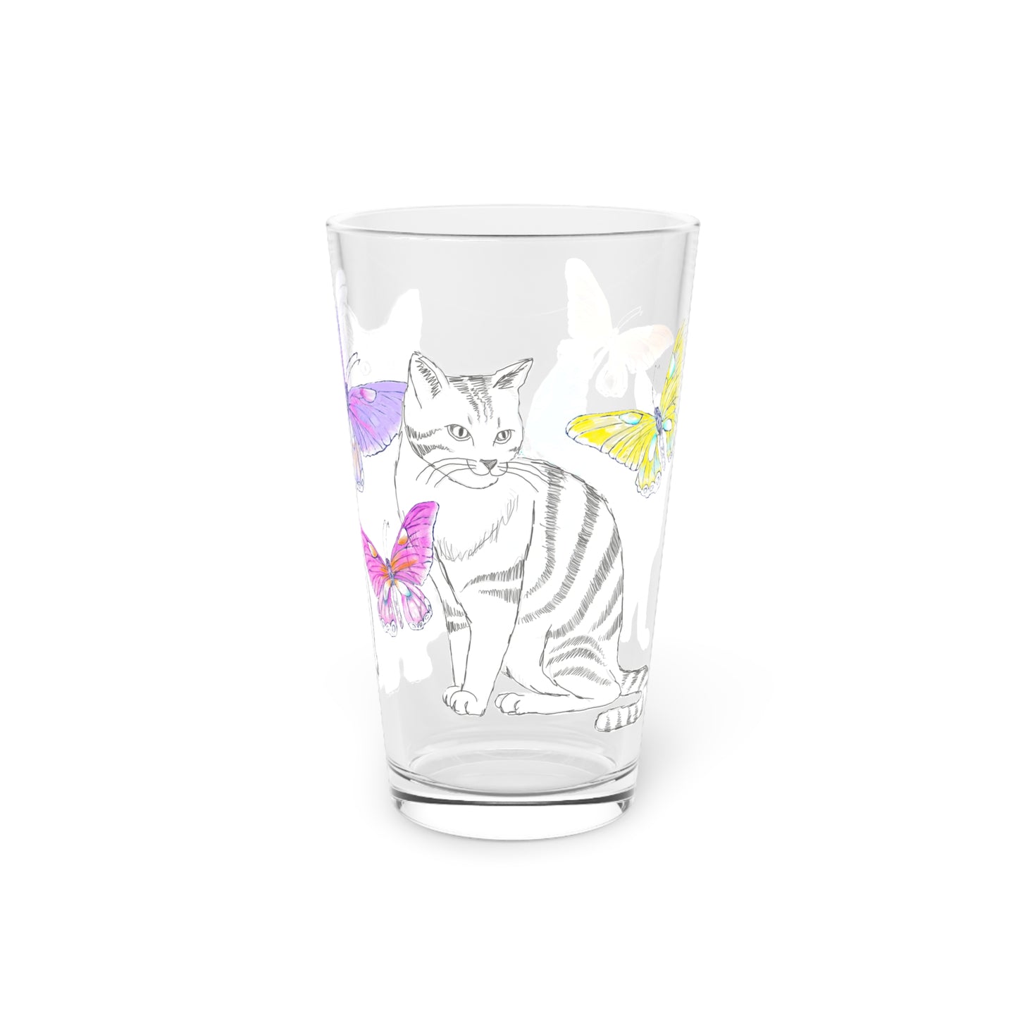 Kitty Flutter Pint Glass 16oz