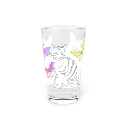 Kitty Flutter Pint Glass 16oz