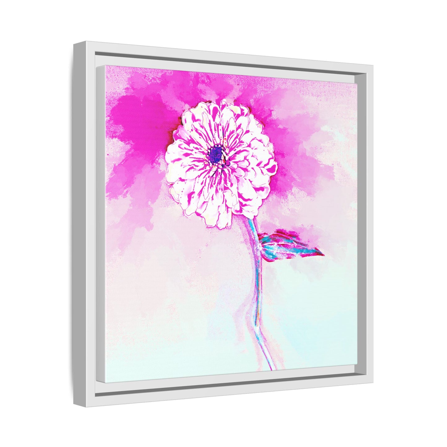 Zinnia Color Splash Matte Canvas Bright Raspberry Framed