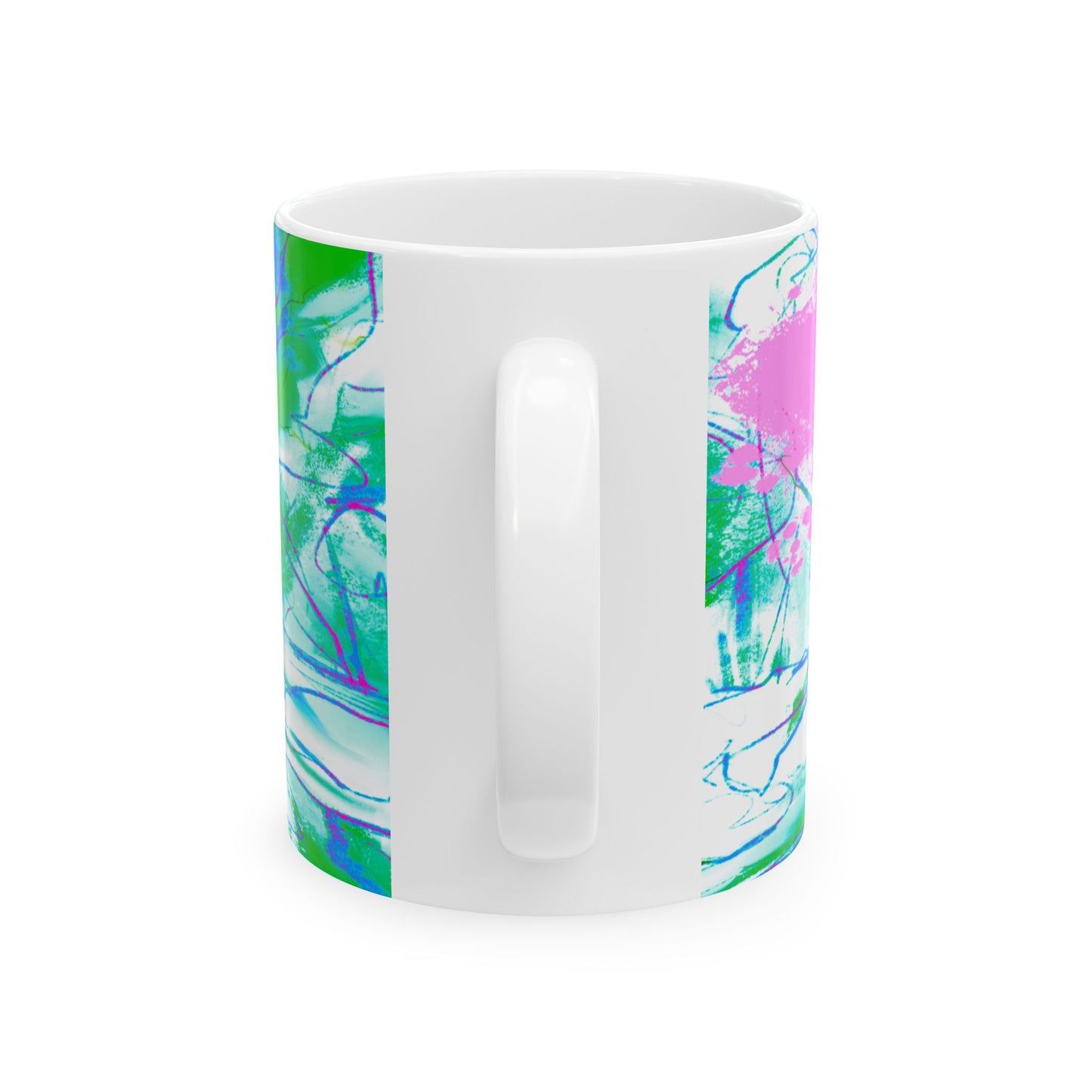 Inspirational Landscapes Ceramic Mug in Blue, Green and Pink