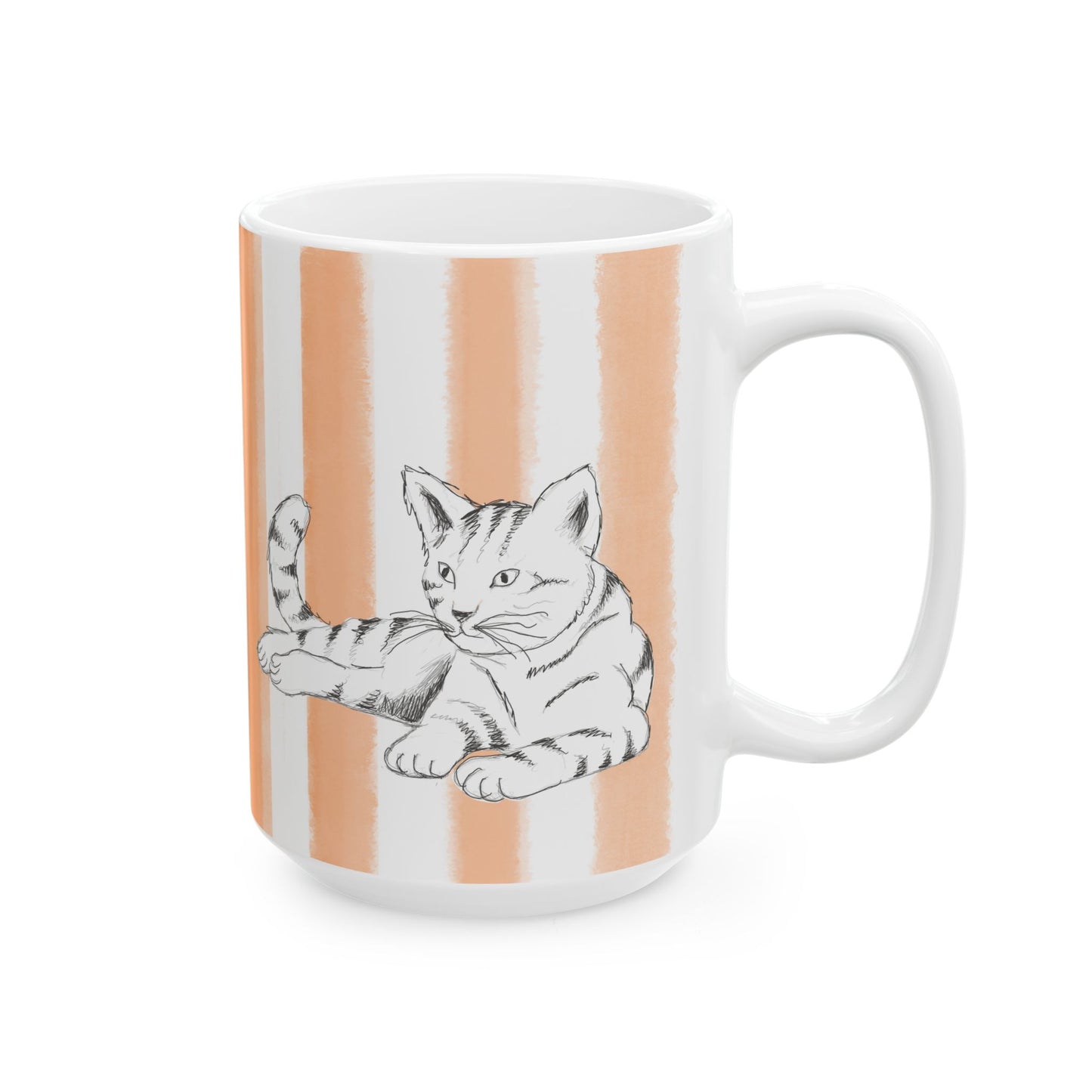 Kitty Fun Mug with Orange Stripes