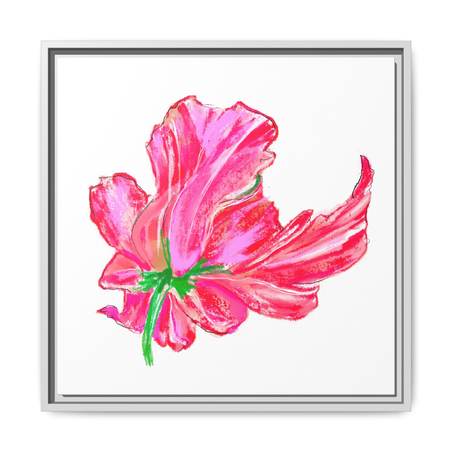 Dancing Tulips Matte Canvas, Framed (Multi-color) Pink Red