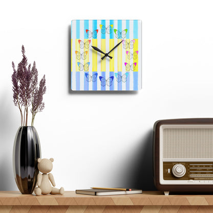 Butterfly Chroma Stripe Acrylic Wall Clock