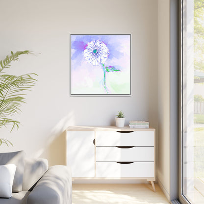 Zinnia Color Splash Matte Canvas Periwinkle Framed
