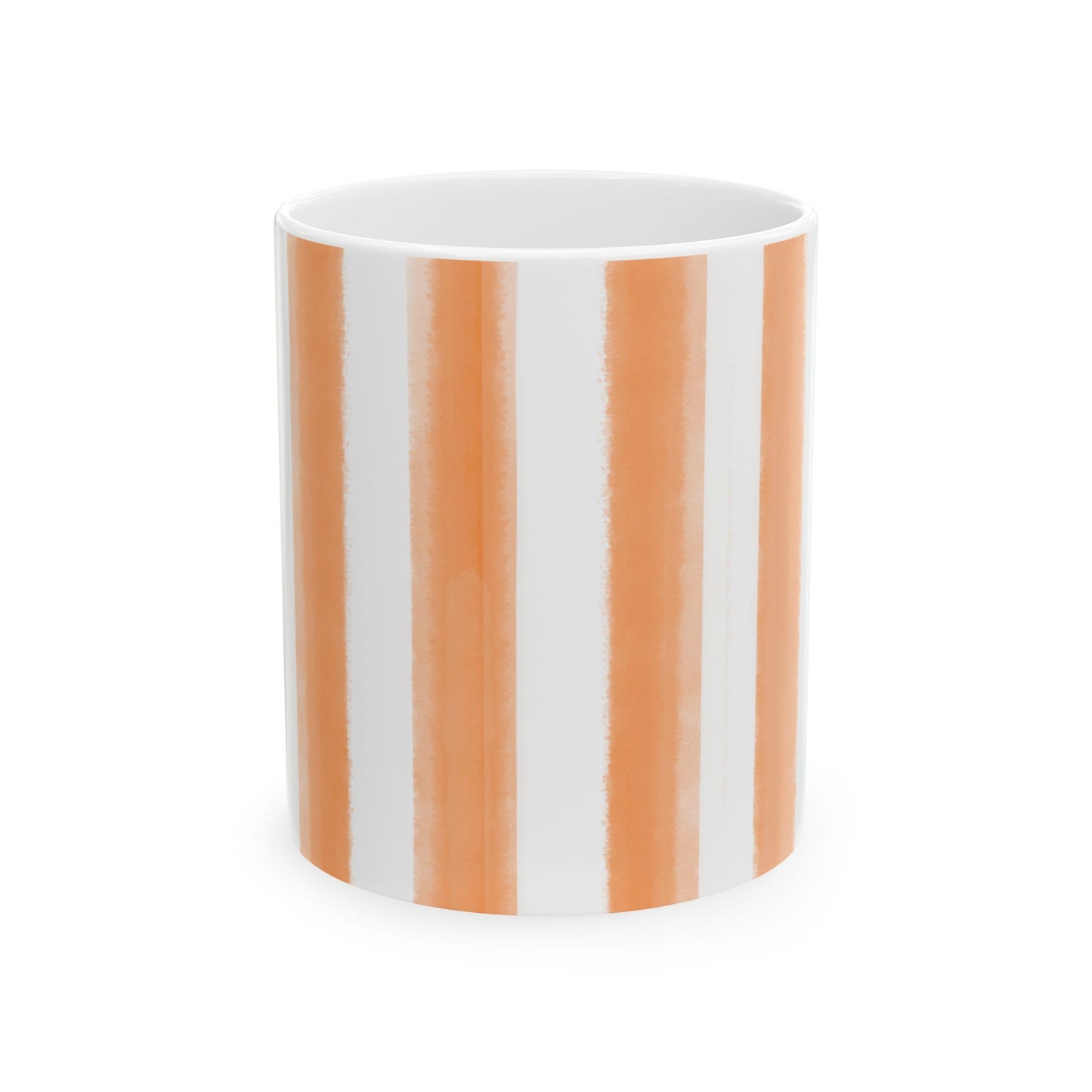 Watercolor Stripe Ceramic Mug in Orange, 11oz