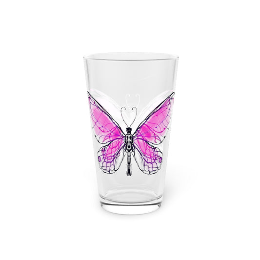 Butterfly Blossom Romp Pint Glass In Violet, 16oz