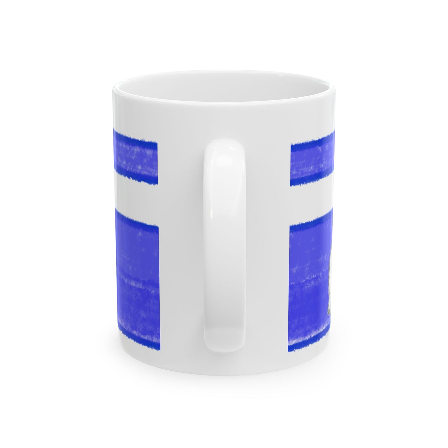 Mega Stripe Kitty Butterfly Flutter Ceramic Mug Ultramarine
