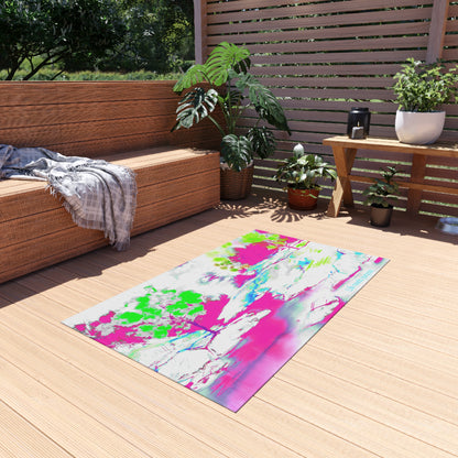 Inspirational Landscapes Indoor/Outdoor Rug, Life needs purpose," Raspberry and Green,  Non-Slip