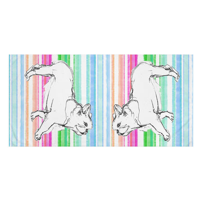 Dogi Fun, Bulldog with stripe Mink-Cotton Towel