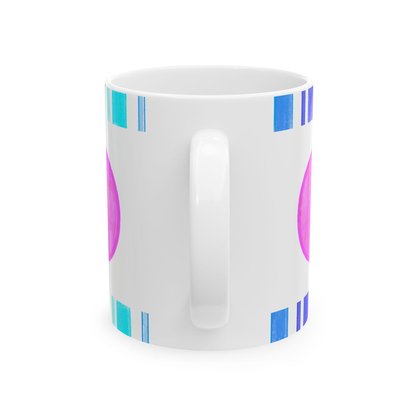 Mega Dot & Stripes Pink Ceramic Mug, (11oz, 15oz)