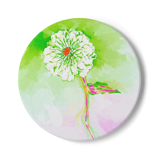 Zinnia Ceramic Coaster, Yellow Green