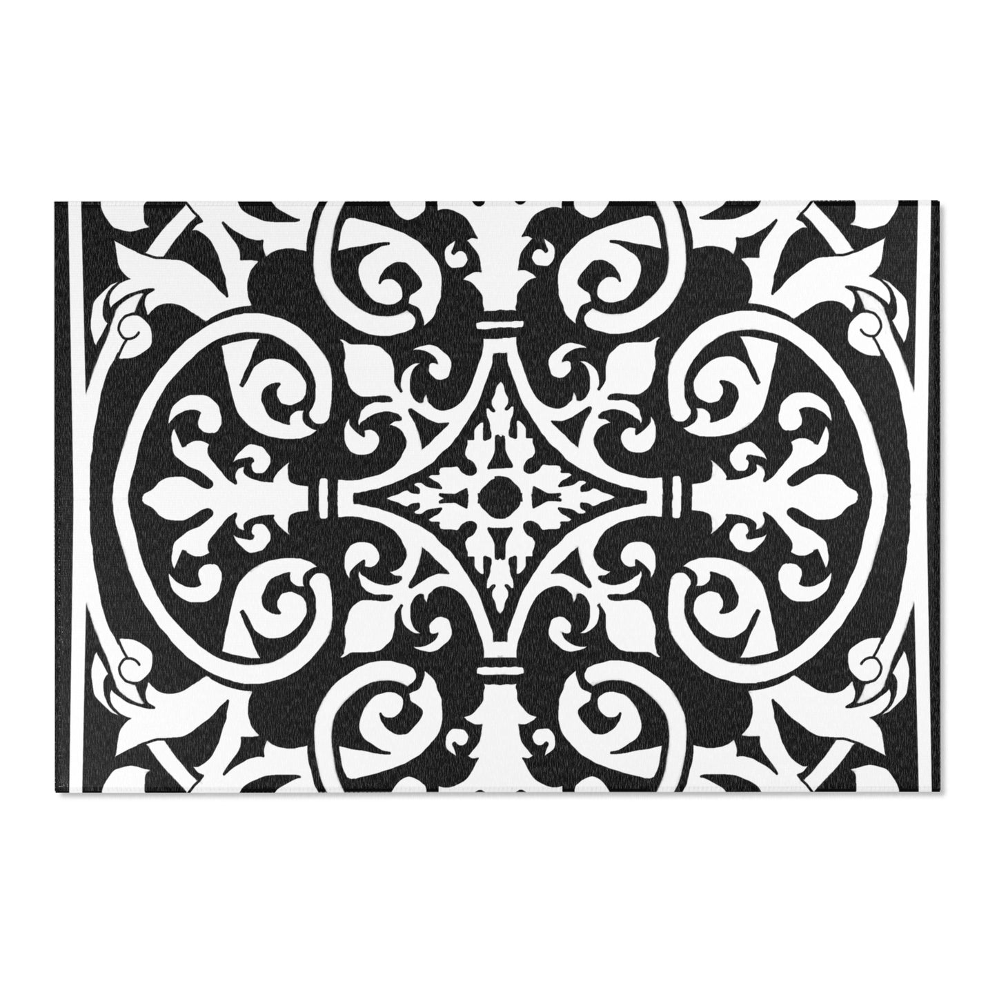Scrollwork Indoor/Outdoor Rug Black