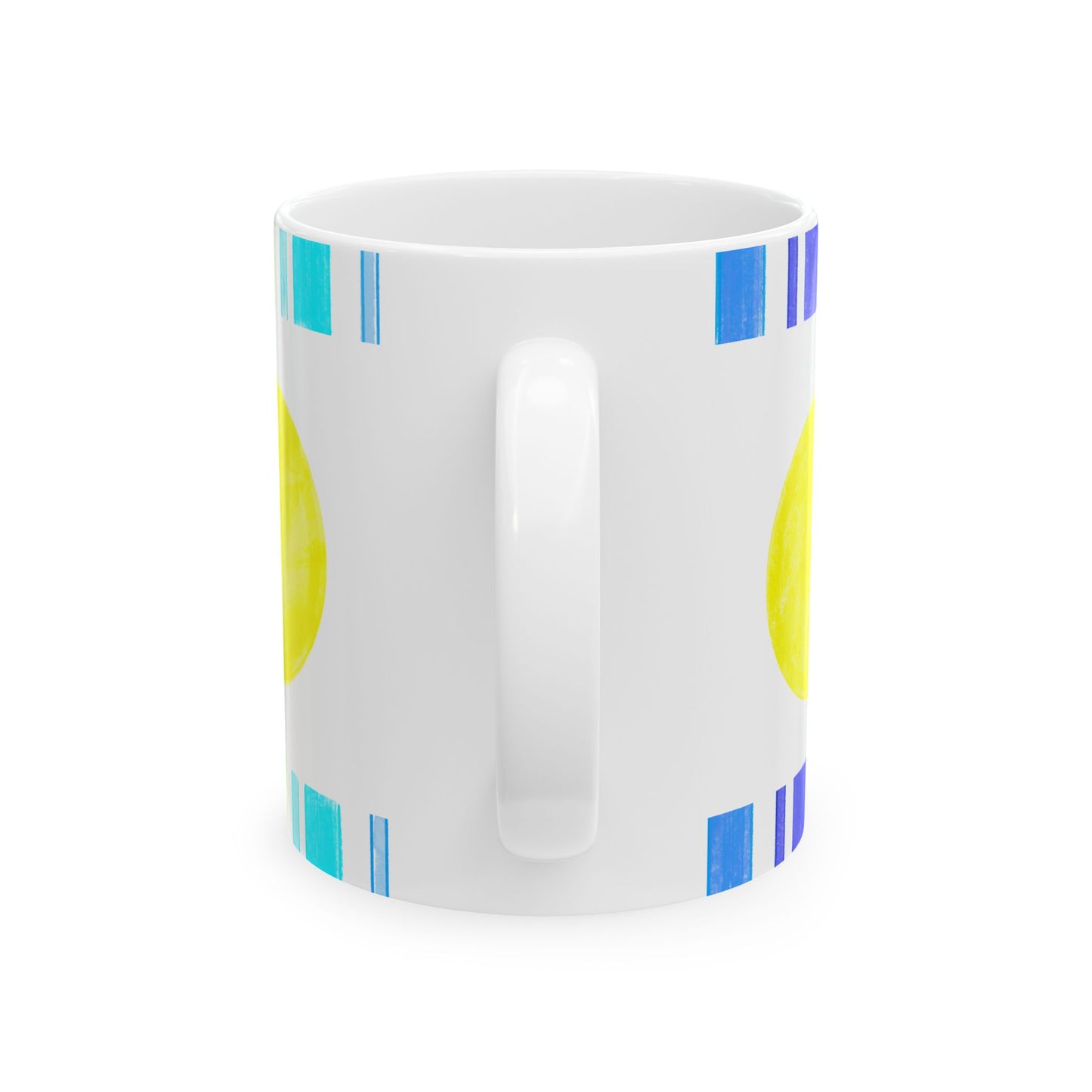 Mega Dot & Stripes Yellow Ceramic Mug, (11oz, 15oz)