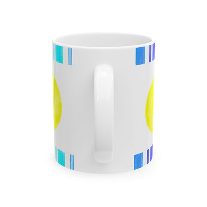 Mega Dot & Stripes Yellow Ceramic Mug, (11oz, 15oz)