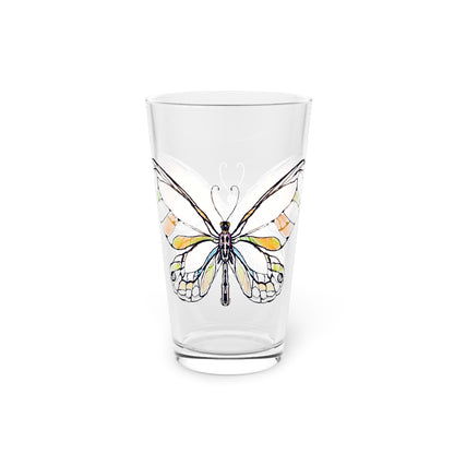 Butterfly Blossom Romp Pint Glass In Orange, 16oz