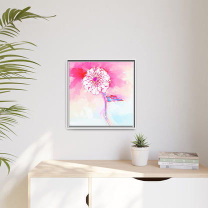 Zinnia Color Splash Matte Canvas Pink Framed