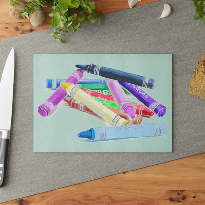 Glass Cutting Board. Crayon Cut-Up