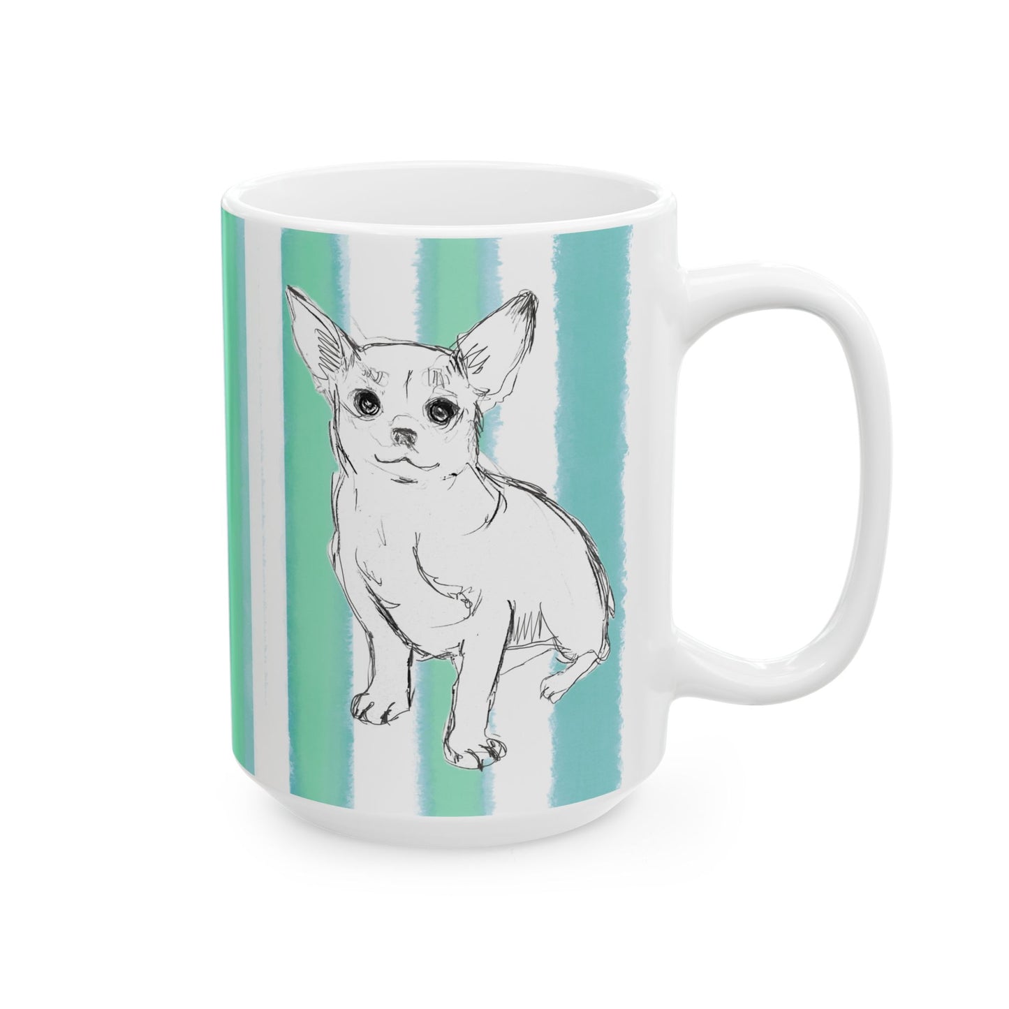 Dogi Fun Mug  with Aqua Green Stripes