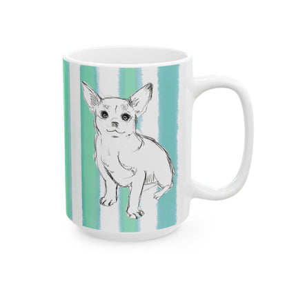 Dogi Fun Mug  with Aqua Green Stripes