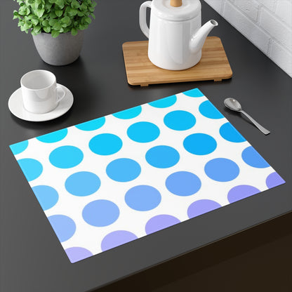 Polka Dot Joy Cotton Twill Placemat, Blue/Lilac, Creamy White Fabric Background