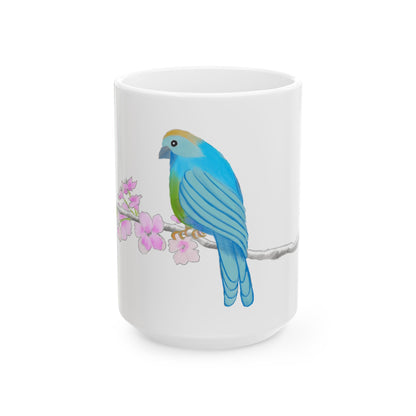 Jolly Birds Ceramic Mug, (11oz, 15oz), Sky blue