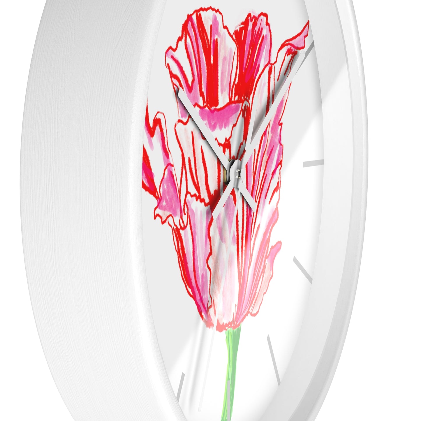 Tulip Love Wall Clock Red Tulip