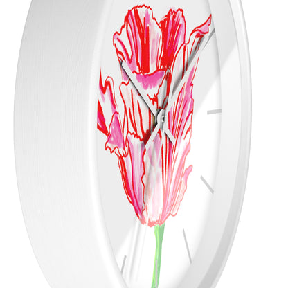 Tulip Love Wall Clock Red Tulip