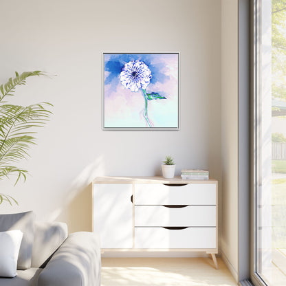 Zinnia Color Splash Matte Canvas Blue Framed