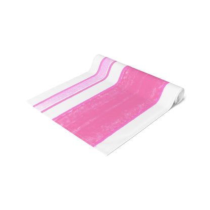Mega Stripe Table Runner (Cotton Creamy White, Poly Bright White) Pink