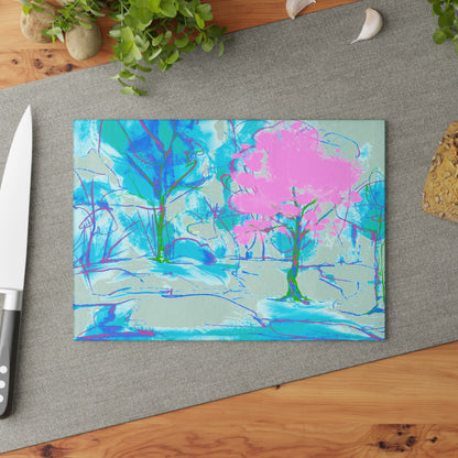 Glass Cutting Board Watercolor Landscape