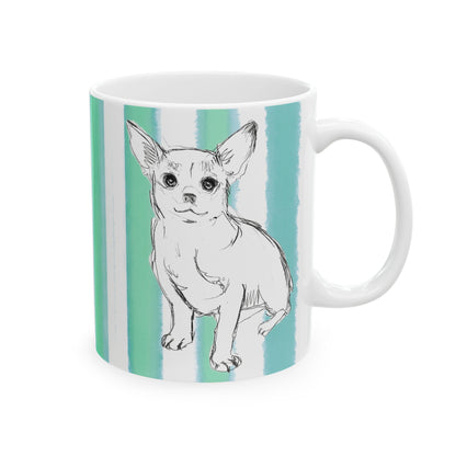 Dogi Fun Mug  with Aqua Green Stripes