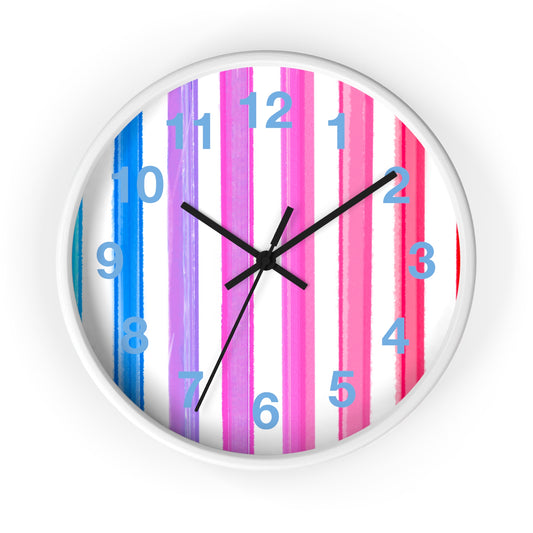 Kitchen & Dining, Office Watercolor Stripes Wall Clock