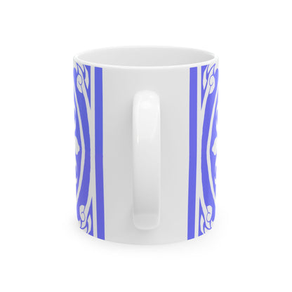 Scrollwork Ceramic Mug Royal Blue