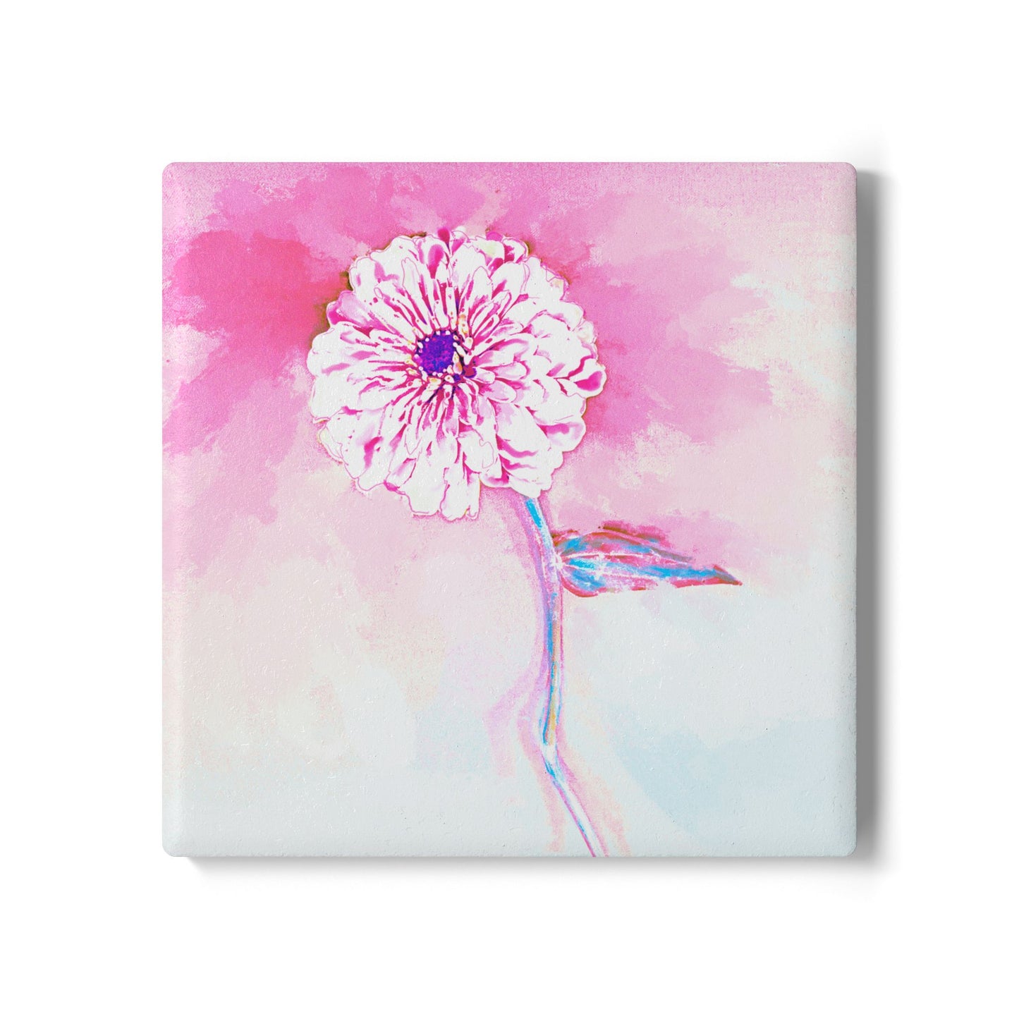 Zinnia Ceramic Coaster, Light Pink
