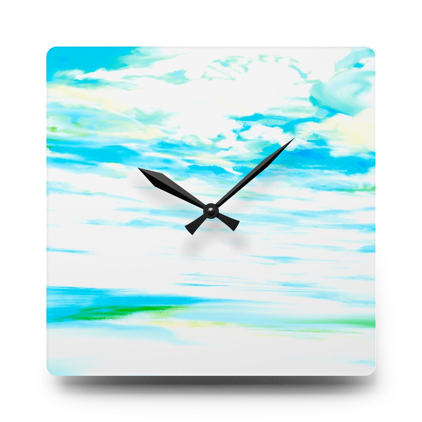 Joyful Landscapes  Wall Clock, Aqua Skies