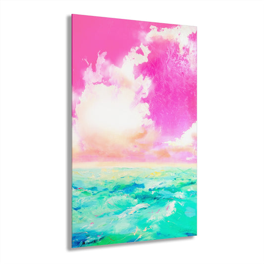 Acrylic Wall Art Ocean's Embrace Pink sky