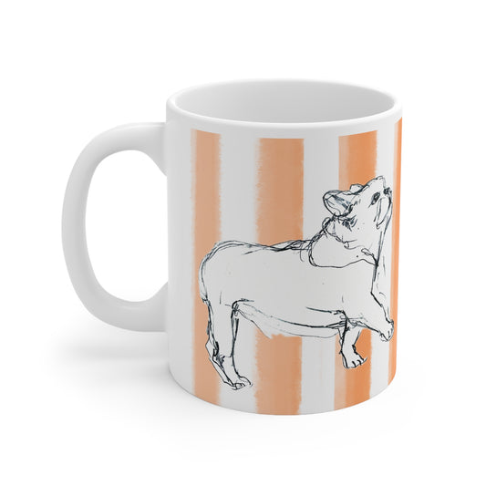 Dogi Fun Ceramic Mug in Orange, 11oz Bulldog