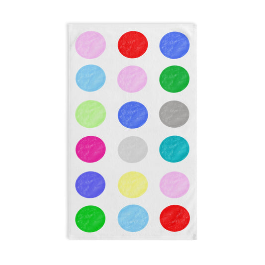 Hand Towel Handpainted Watercolor Polka Dots