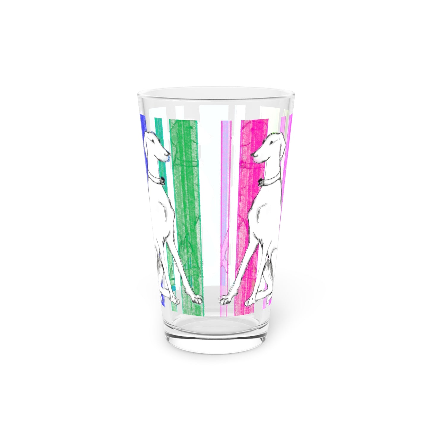 Dogi Butterfly Flutter Watercolor Stripes Pint Glass, 16oz (Multi-color), tall Dog