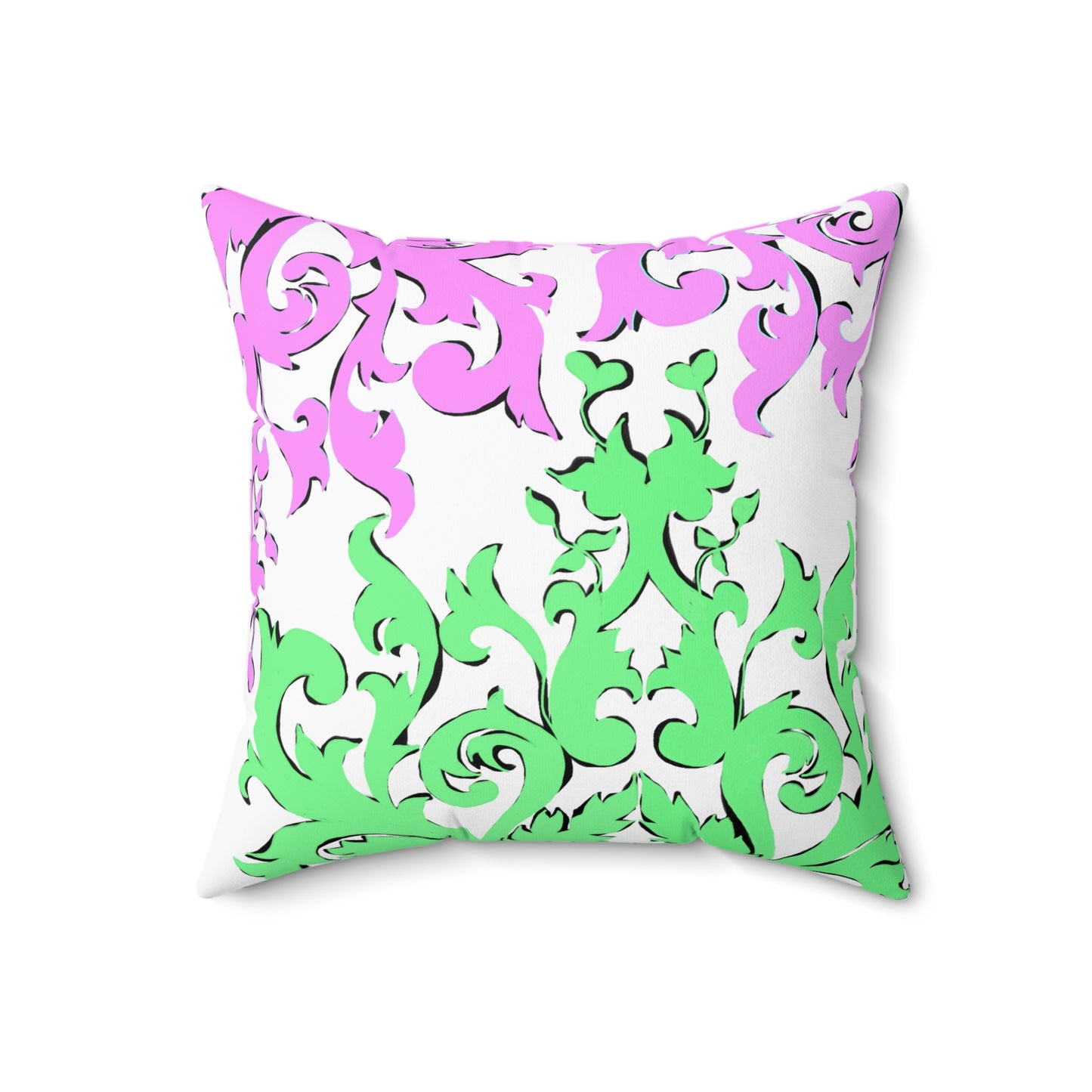 Scrollwork Polyester Square Pillow "Be Joyful..."