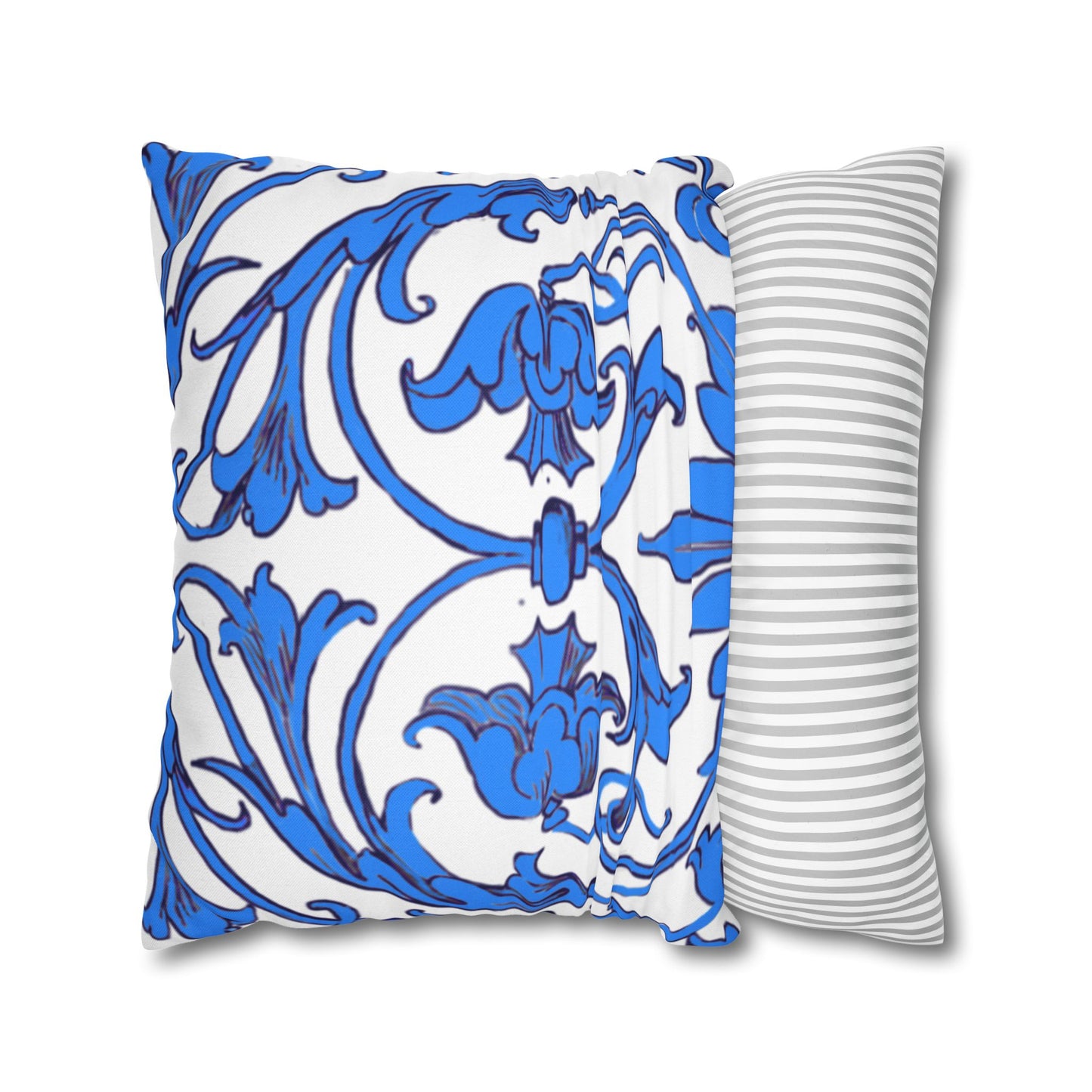 Blue and White Porcelain Square Pillowcase