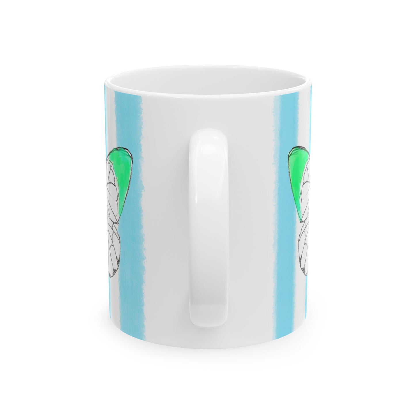 Butterfly Chroma Ceramic Mug in Light Green with Aqua Stripes